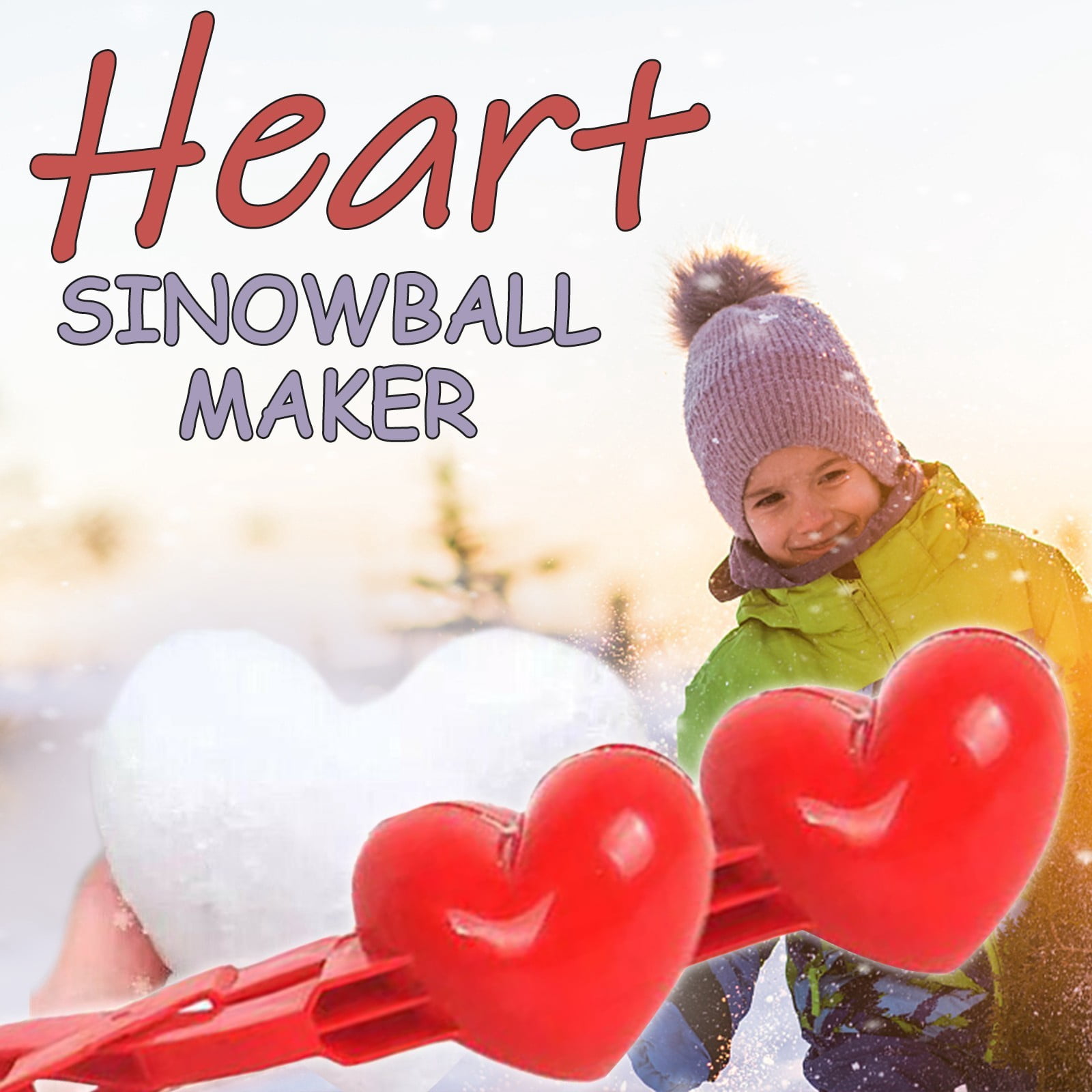 Pince à Boules de Neige, Outil de Sable en Forme de Cœur, Matériau Plastique, Poignée Confortable, Jouet d'Hiver pour Enfants, Construction de Sable de Plage, Favorise le Développement Musculaire