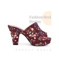 thumbnail image 3 of BLISSFUL STEP Platform Sandals Floral Chunky Heels Slides Sandals for Women, 3 of 5