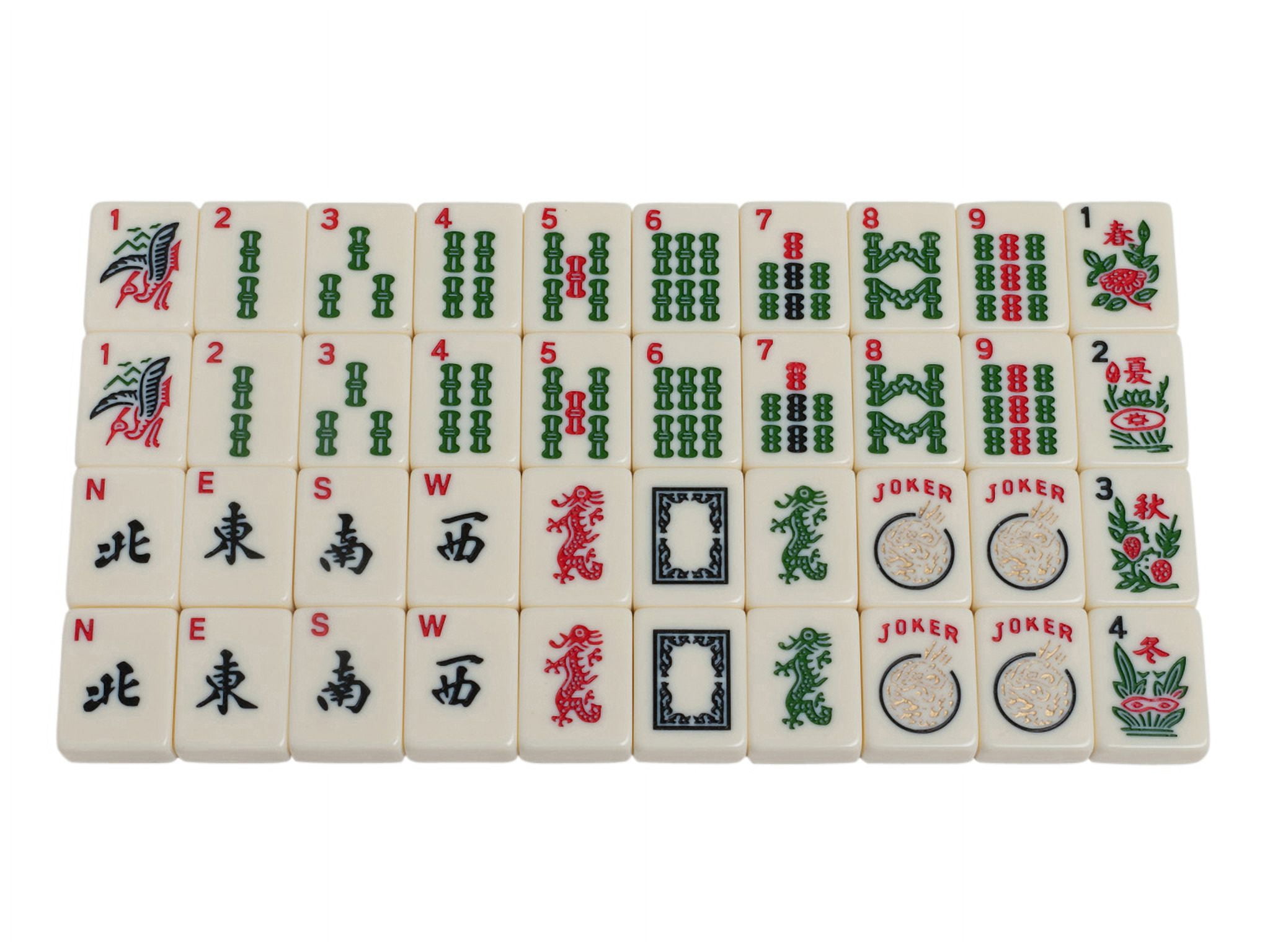 White Swan American Mahjong Set in Luggage-Style Red Case - Ivory Tiles - Modern Pushers