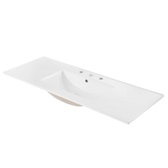 Single Vanity Sink, White, Ceramic, Hotel Bedroom Bathroom, Modern Contemporary HB33364