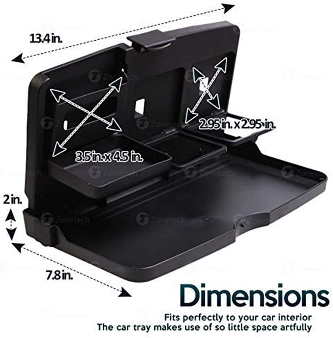 Zone Tech Multi-Functional Portable Foldable Car Seat Tray Desk - 2-Pack Black Portable Car Vehicle Back Seat Tray Table for Food, Meal, Snack, Laptop - Stay Organized When on the Go