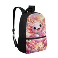 thumbnail image 2 of HUIACONG Pink Floral Axolotl School Backpack for Teen Girls Breathable Adjustable Straps Water Resistant for Elementary High School Daily Travel, 2 of 6