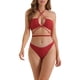 thumbnail image 1 of Conjuntos de bikini halter para mujer INSPIRE CHIC de 2 piezas con lazo doble en la parte trasera, parte inferior triangular, trajes de baño, talla X-Large, rojo, 1 of 5
