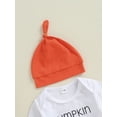 thumbnail image 5 of Nygoyerh Baby Girls Boys Halloween Outfit Newborn 6M 9M 12M Letter Print Long Sleeve Rompers + Elastic Pants + Beanie Hat + Headband 4PCS Set Infant Clothing, 5 of 8