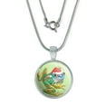 thumbnail image 1 of Santa Hat Rainforest Christmas Tree Frog 0.75" Pendant with Sterling Silver Plated Chain, 1 of 4