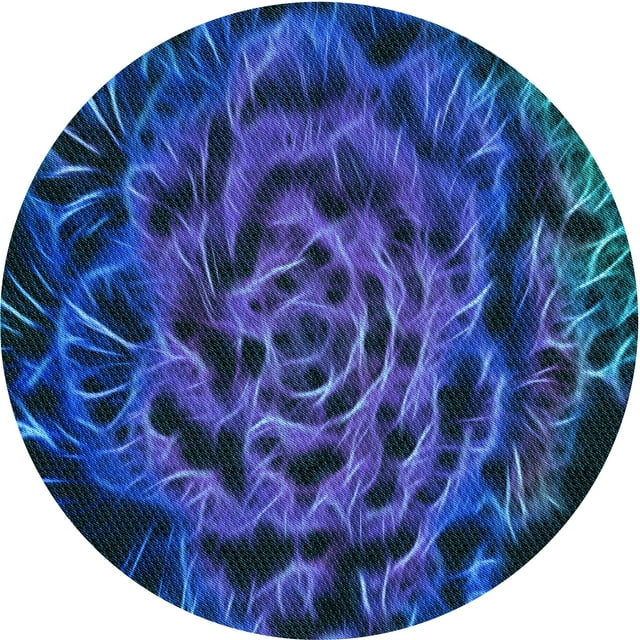 Ahgly Company Machine Washable Indoor Round Transitional Denim Dark Blue Area Rugs, 7' Round