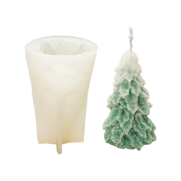 ZPAQI 3D Christmas Tree Candle Mold Silicone Molds for Candle Making Xmas Soap Mould