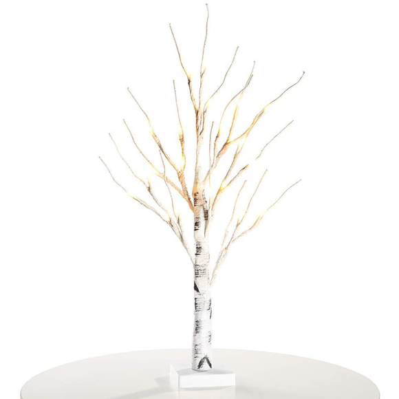 Cathery Arbre Blanc avec des Lumières Décoration, Décorations de la Maison de Dessus de Table LED Lumière