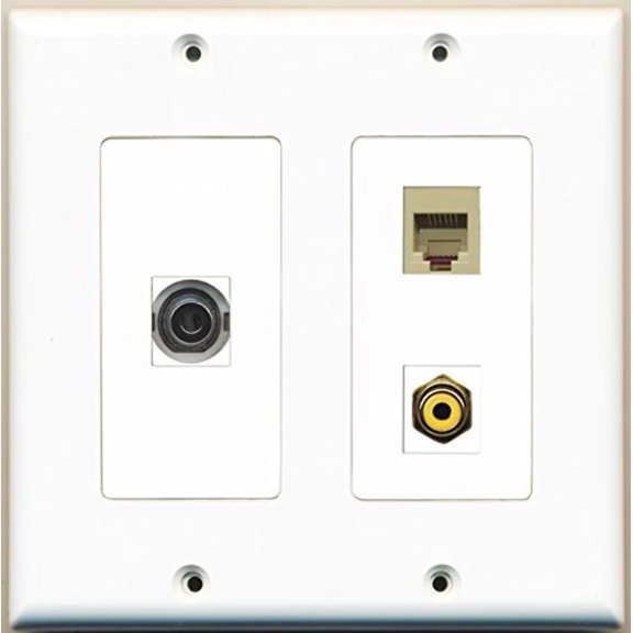 RiteAV - 1 Port RCA Yellow 1 Port Phone RJ11 RJ12 Beige 1 Port 3.5mm - 2 Gang Wall Plate