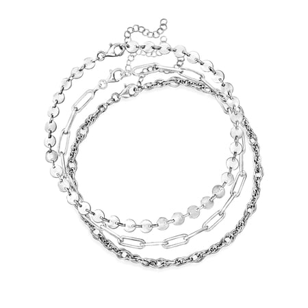 Ross-Simons Sterling Silver Jewelry Set: 3 Anklets, Women's, Adult