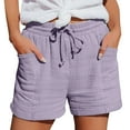 thumbnail image 2 of Women's Shorts Linen, Audhol Women's Fashion Casual High Waist Pants Straight Leg Sports Casual Loose Shorts Comfortable Shorts for Women Purple L, 2 of 9
