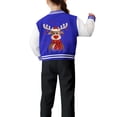 thumbnail image 6 of Staki Girls Christmas Fuzzy Hoodies Kids Baseball Jacket Long Sleeve Chritmas Varsity Jackets for Boys and Girls Buttons Coat(Blue,3-4 Years), 6 of 7