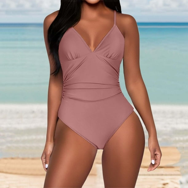 WILLBEST Traje de Baño Mujer 2 Piezas Traje de Baño Bikini de Color Sólido para Mujer con Tirantes Ajustables y Diseño de Espalda Abierta Traje de Baño de Playa Elegante para Verano