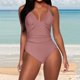thumbnail image 1 of WILLBEST Traje de Baño Mujer 2 Piezas Traje de Baño Bikini de Color Sólido para Mujer con Tirantes Ajustables y Diseño de Espalda Abierta Traje de Baño de Playa Elegante para Verano, 1 of 4