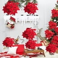 thumbnail image 2 of Zhuge 8 Pack 7 Heads Christmas Artificial Poinsettia Flowers Faux Poinsettia Bush Bouquets Silk Poinsettia Christmas Tree Ornaments Poinsettia Flowers Arrangement for Xmas Holiday Decor(Golden Red), 2 of 5