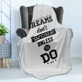 thumbnail image 4 of Wording Soft Flannel Fleece Throw Blanket, Dreams Don`t Work Unless You Do Old Fashioned Design Future Goals Training, Cozy Plush for Indoor and Outdoor Use, 60" x 80", Coconut Black, by Ambesonne, 4 of 5