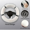 thumbnail image 3 of Fluffy Steering Wheel Cover for Women with Bling Crystal Diamond, Warm & Anti-Slip Plush Fur, Universal Fit for 14.5-15 Inch Steering Wheels, 3 of 9