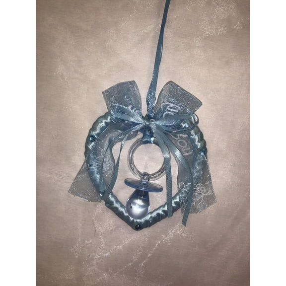 CHARMED Heart Pacifier Necklaces Baby Shower Games Favors Prizes Blue Baby Boy's Cute and Adorable 12PC