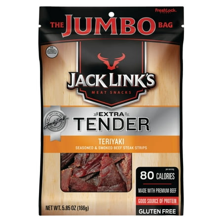 Jack Link's 100% Beef Teriyaki Beef Steak Strips 5.85oz Resealable Bag