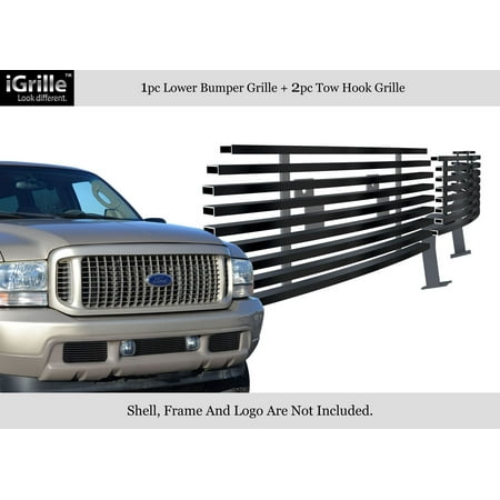 - 99-04 Ford Excursion/F250 F350 Super Duty Bumper Black Stainless Billet Grille #F85388J
