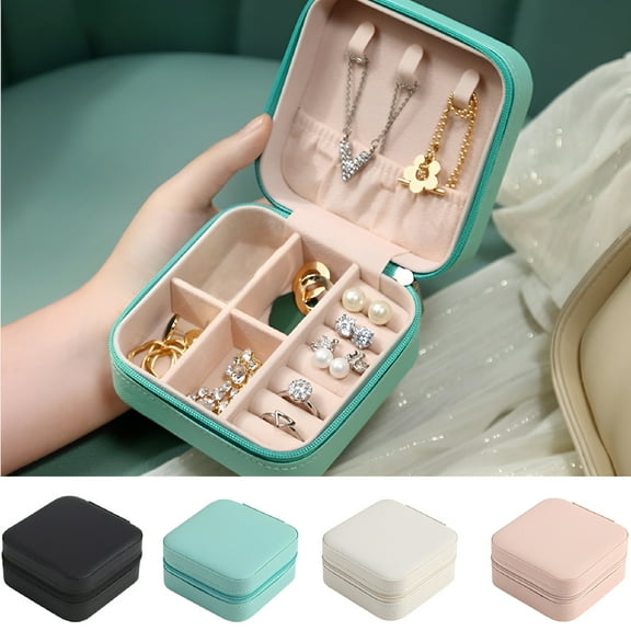 LAMIRO Small Jewelry Box, Travel Mini Organizer Portable Display Storage Case Jewelry Holder Case for Rings Earrings Necklace, Gifts for Girls Women