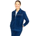 thumbnail image 3 of Alfred Dunner Womens  Comfy Velour Embellished Spliced Jacket, 3 of 6