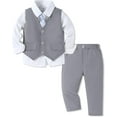 thumbnail image 2 of SANMIO Toddler Boy Suit Baby Boy Church Clothes Formal Dress Baptism Outfit Sets Shirt+Tie+Vest+Pants Kids Tuxedo 1-5T Boys Wedding Clothes, 2 of 7