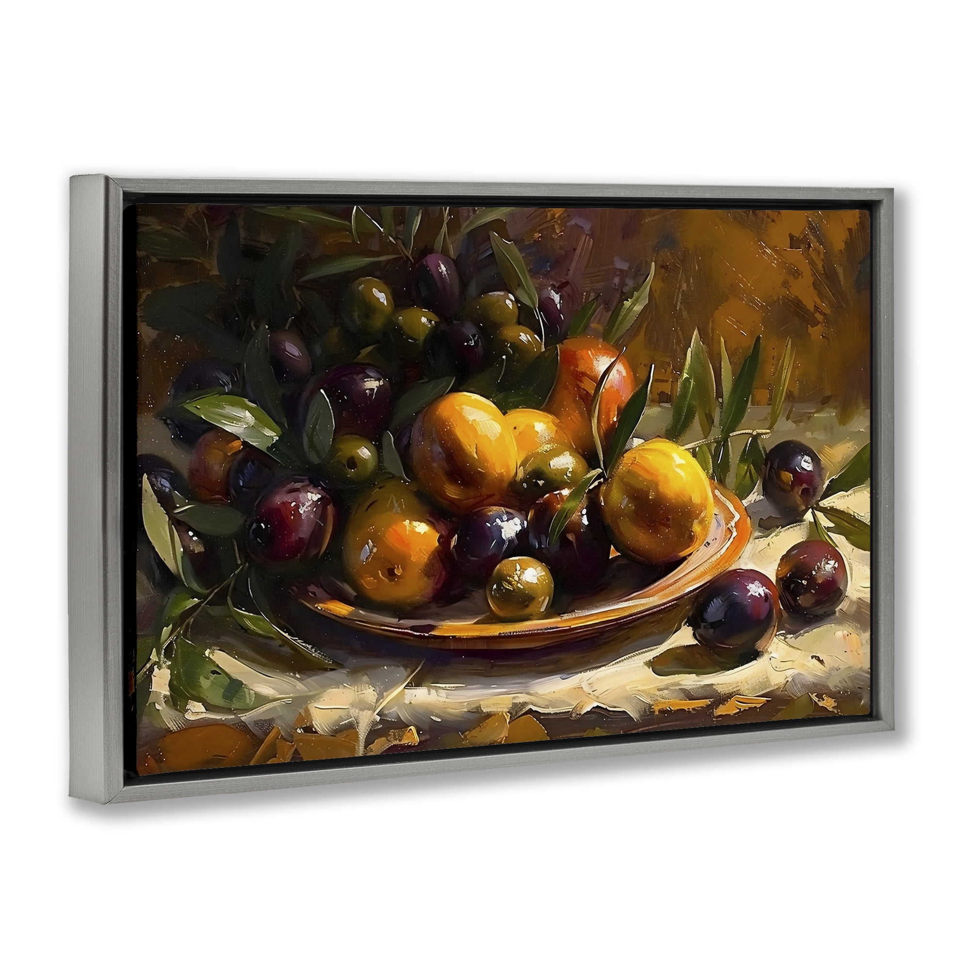 Stupell Industries Array of Olives & Citrus Gray Framed Floater Canvas Wall Art, design by Creative Studio
