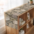 thumbnail image 6 of Brown Stone Wall Table Runner, Vintage Country Rocks Brick Pattern Washable Cotton Linen Table Runners 60 Inches Long, Dresser Scarf Runner for Coffee/TV Stands/Kitchen/Cabinets 13''x60'', 6 of 9