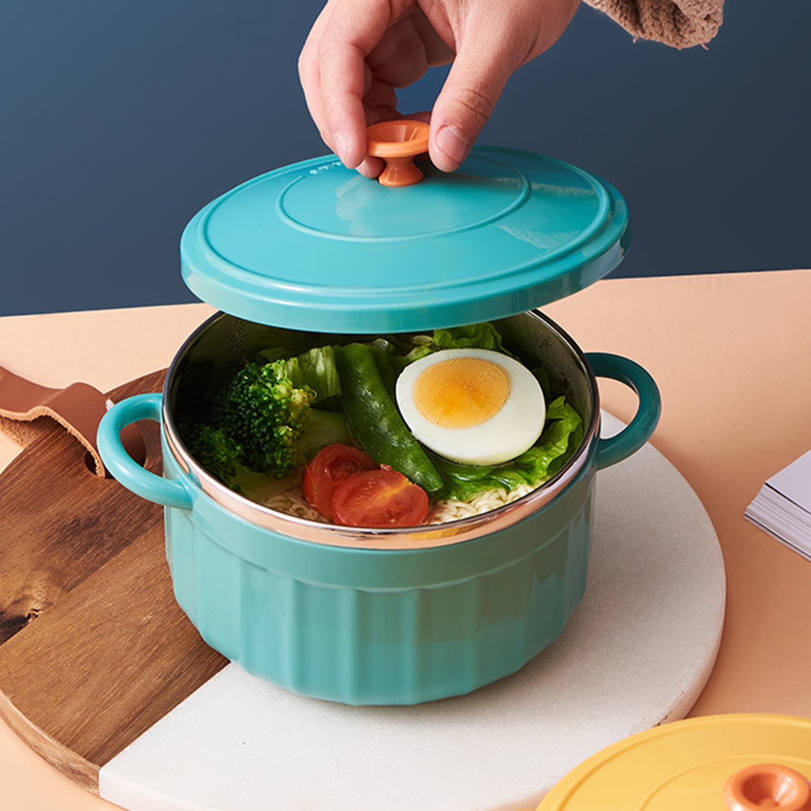 Housoutil Instant Noodle Bowl Insulated Soup Bowl Noodle Bowl  with Lid Ramen Bowl with Lid Insulated Ramen Bowl Dinner Bowls Cereal Bowl  Bento Box Reusable Home Accessory Food Insulated Box
