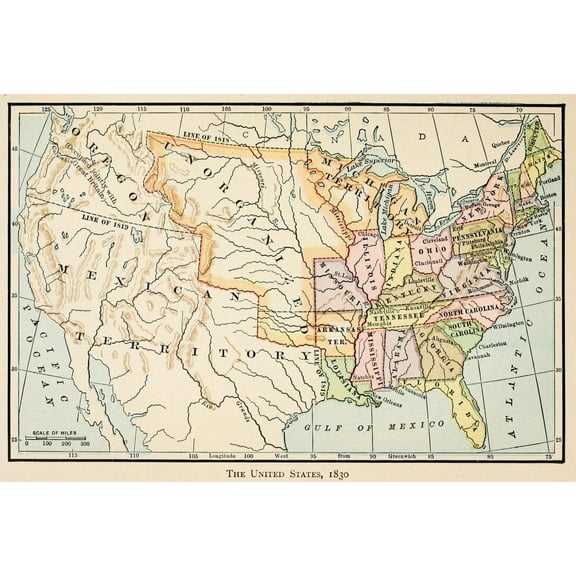 Map Of The United States In 1830. History (24 x 18)