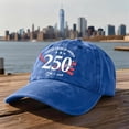 thumbnail image 5 of LNZGNM 250 Anniversary USA Hat for Men Women Adjustable Washed Baseball Hat for Celebrations Trucker Hat Retro Camping Dad Hats,Royal Blue, 5 of 5