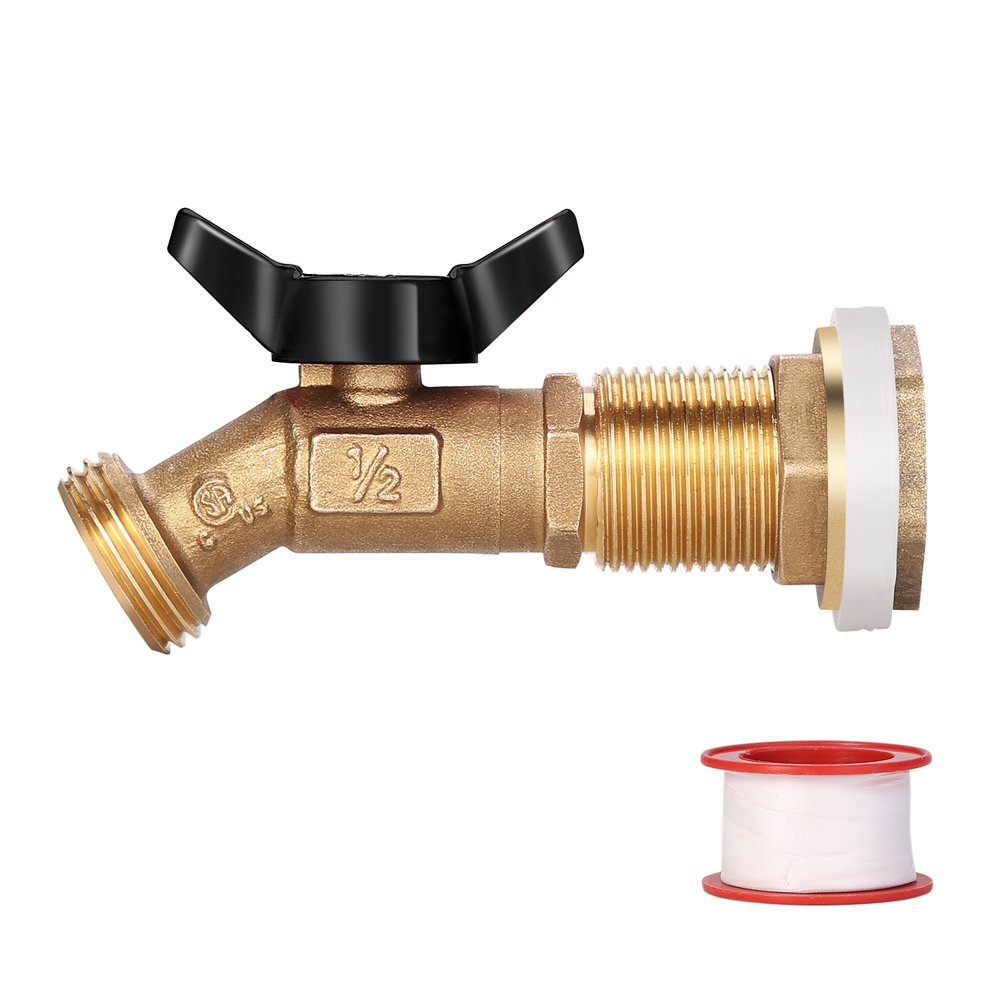 WADEO Brass Rain Barrel Spigot, Rain Barrel Quarter Turn Ball Valve