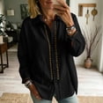 thumbnail image 5 of Edvintorg Womens Button Up Shirts Cotton Turndown Collar Long Sleeve Casual Loose Lightweight Top Plus Size Womens Fashion Black S, 5 of 6