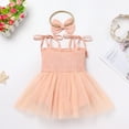 thumbnail image 6 of IBTOM CASTLE Newborn Baby Girl 1st Birthday Outfit Lace Tulle Bodysuit with Floral Headband Cake Smash Photo Props 12-18 Months Peach Pink - Floral, 6 of 8