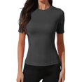thumbnail image 2 of Women's Workout Tops Dry Fit T Shirts Athletic Short Sleeve Gym Shirts for Women,Running Yoga Active Tees Grey S, 2 of 5