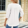 thumbnail image 6 of Womens Casual Chiffon Blouses 3/4 Sleeve Loose V Neck Pleated Button Down Shirts round Neck Tee Sports Tops for Women Training Shirt Women Womens Dressy Tee Shirts T Shirt Set Women Summer Tees for, 6 of 6
