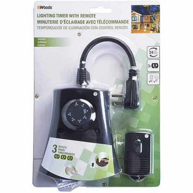 Woods 13-Amps 125-volt 1-Outlet Plug-in Outdoor Lighting Timer in