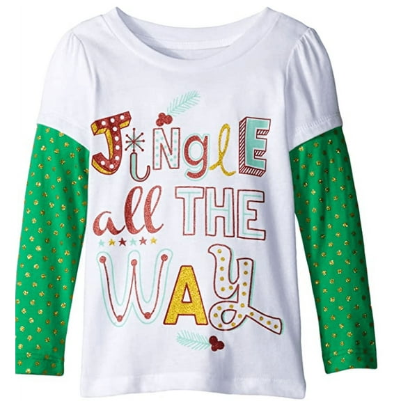 Freeze Christmas Little Girls' Long Sleeve T-Shirt, Jingle All The Way print Shirt, Size 3T