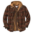 thumbnail image 1 of Aozrynl Mens Flannel Big And Tall Jackets For Men Zip Up Hoodie Sherpa Lined Jacket Shirt Autumn And Winter Thickened Brown 4XL, 1 of 5
