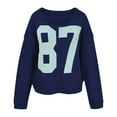 thumbnail image 3 of Pullover Sweaters for Women 2025 Long Sleeve Crewneck Number Color Block Knitted Sweater Tops Fall Winter Outfits, 3 of 6