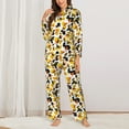 thumbnail image 2 of Honeii Duck In Black Suit1 print Women's Pajama Sets Long Sleeve Button Down Sleepwear Nightwear Soft Pjs Lounge Sets-X-Large, 2 of 7