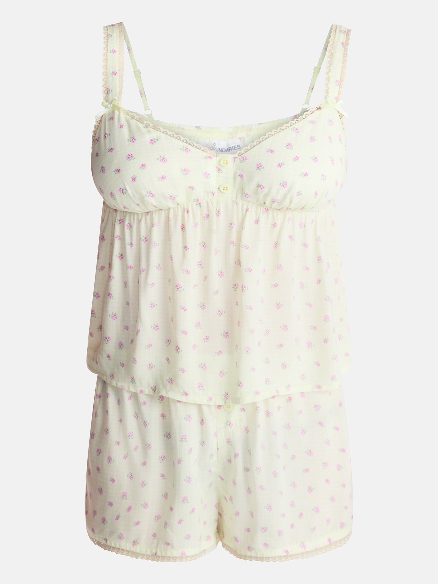 No Boundaries Woven Cami Top and Shorts Sleep Set, 2-Piece, Women's XS-XXL