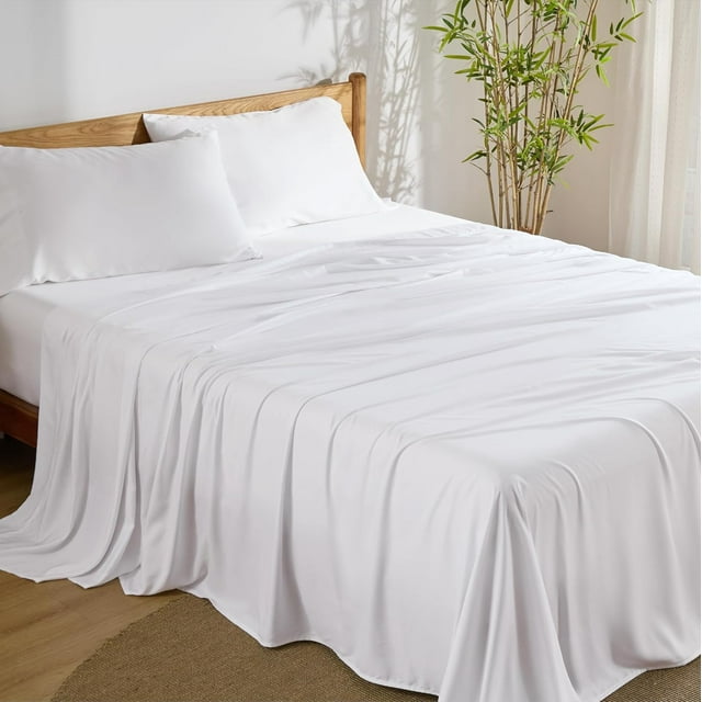Rayon Derived from Bamboo Sheets Queen Size Set Cooling Sheets for Hot Sleepers Breathable & Soft Queen Bedsheets Deep Pocket Up to es Bedsheet & Pillowcase Sets