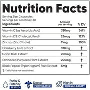 Immuneti - Advanced Immune Defense 6-in-1 - Vitamin C, Echinacea, Elderberry, Vitamin D, Zinc, Garlic Immune Supplement