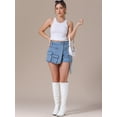 thumbnail image 7 of DARING DIVA Women's High Waist Western Asymmetrical Denim Cargo Skirt Shorts S Blue Grey, 7 of 7