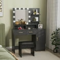 thumbnail image 2 of HOMCOM Vanity Table Set, Makeup Table with Stool, LED Mirror and Storage, 2 of 10
