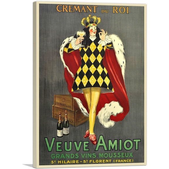 ARTCANVAS Veuve Amiot King of Sparkling Wines 1922 Canvas Art Print by Leonetto Cappiello - Size: 12" x 8" (0.75" Deep)