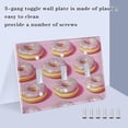 thumbnail image 3 of Yayeee Toggle Light Switch Wall Plate 3-Gang 6.37"x4.48" Decorative Outlet Cover, Light Pink Doughnuts, 3 of 7