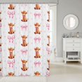 thumbnail image 2 of Manfei Farm Animal Highland Cow Shower Curtain 72Wx72L,Cute Pink Bowknot Bathroom Curtain, 2 of 5